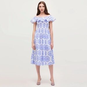 the akilah nap dress - blue shell mosaic cotton